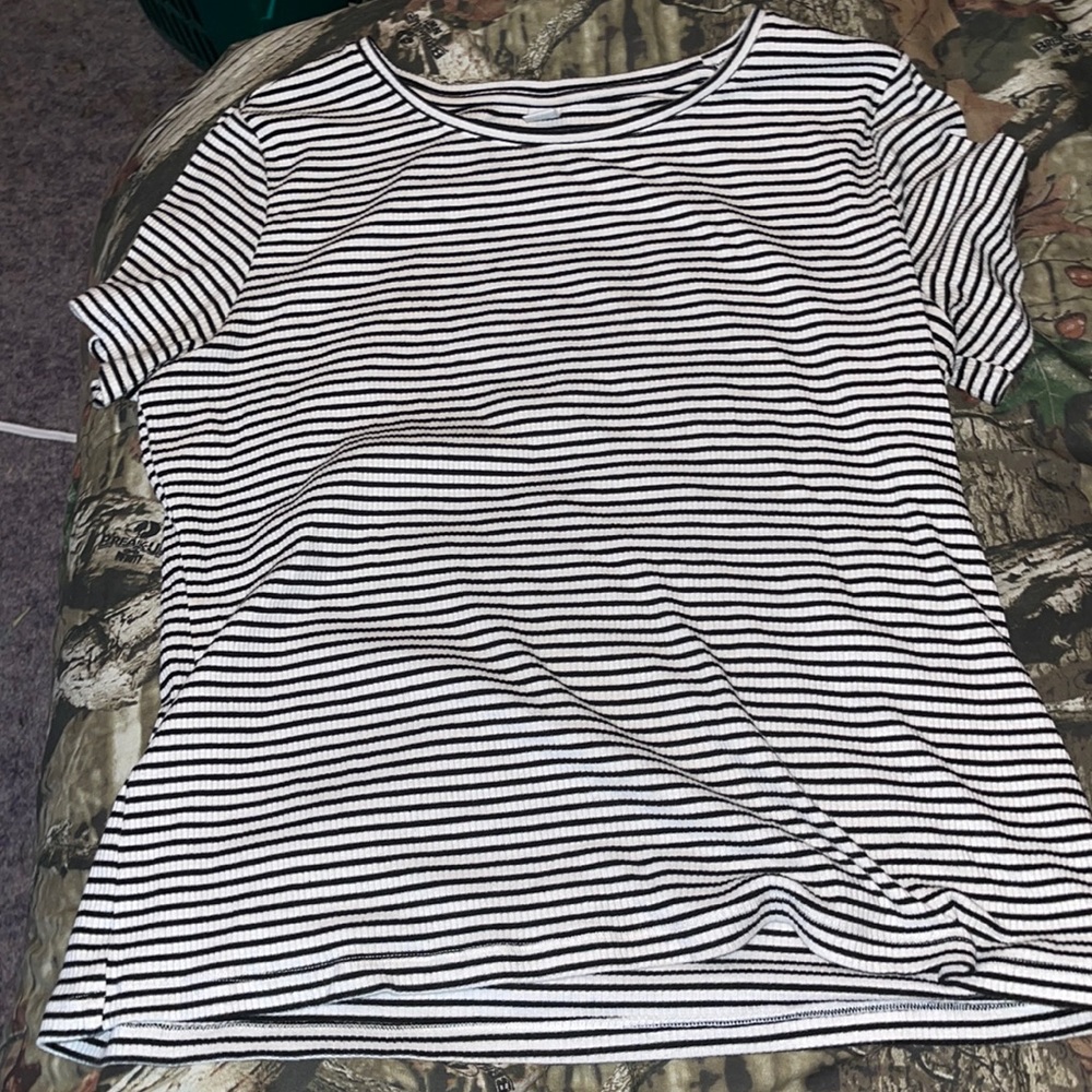 A striped pull over t-shirt